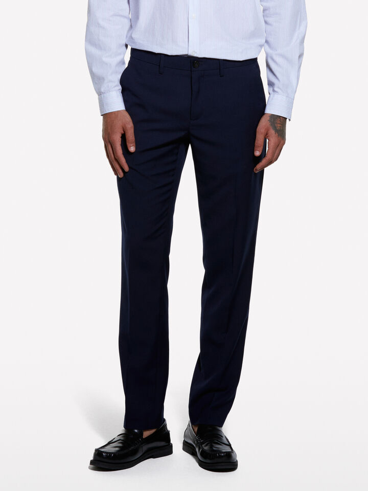Pantalon élégant bleu foncé - pantalons slim pour homme - Bleu Foncé | Sisley image number 3